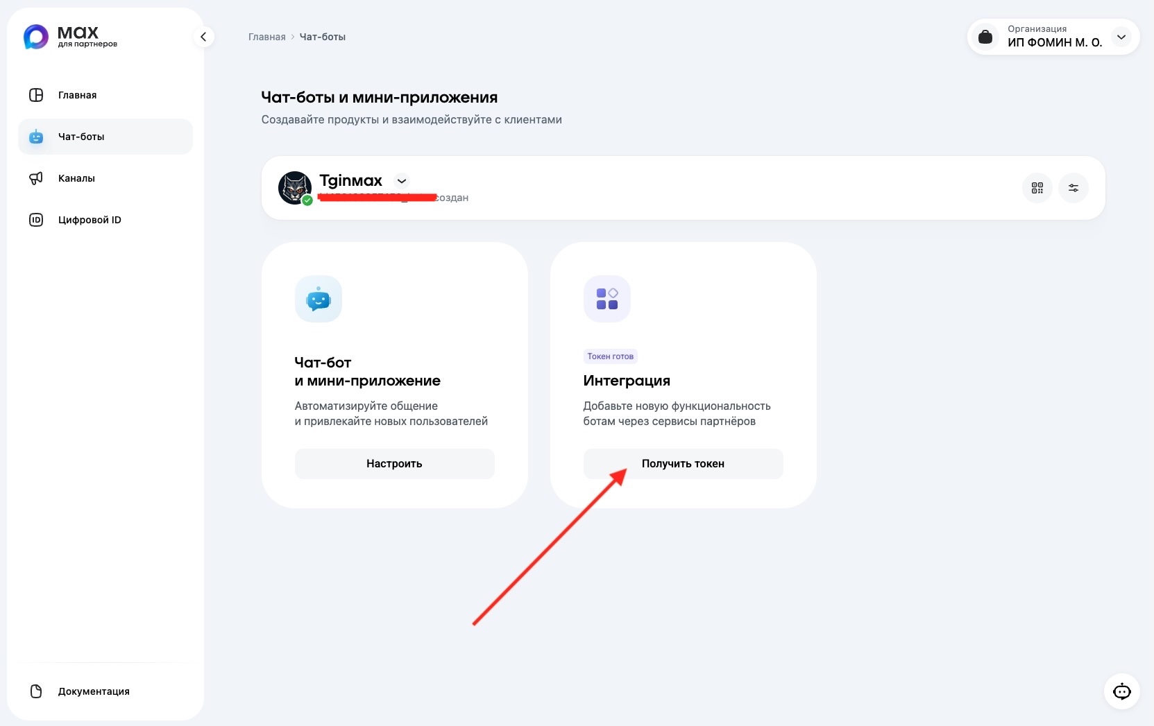 получем токен
